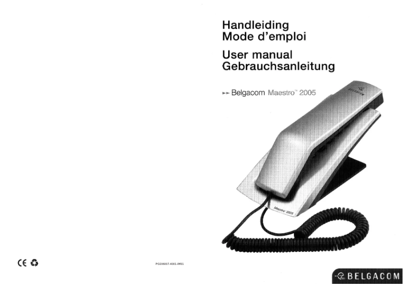 Page n°1 - Manuel utilisateur Belgacom Maestro 2005