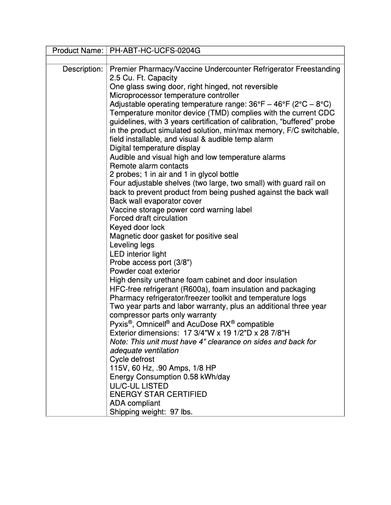 Page n°1 - Manuel utilisateur American BioTech Supply PH-ABT-HC-UCFS-0204G