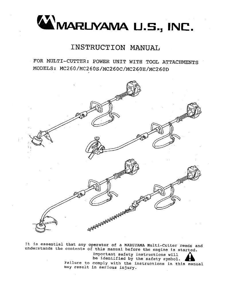 Page n°1 - Manuel utilisateur Maruyama MC260