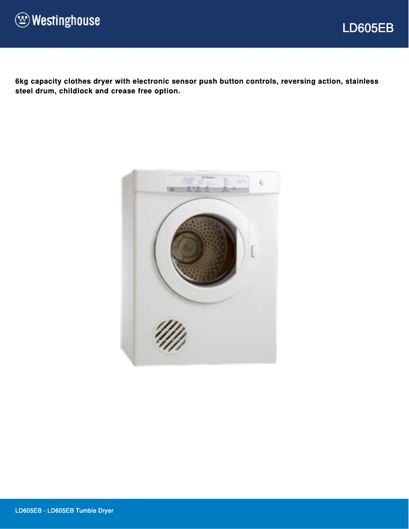 Page n°1 - Manuel utilisateur Westinghouse LD605EB