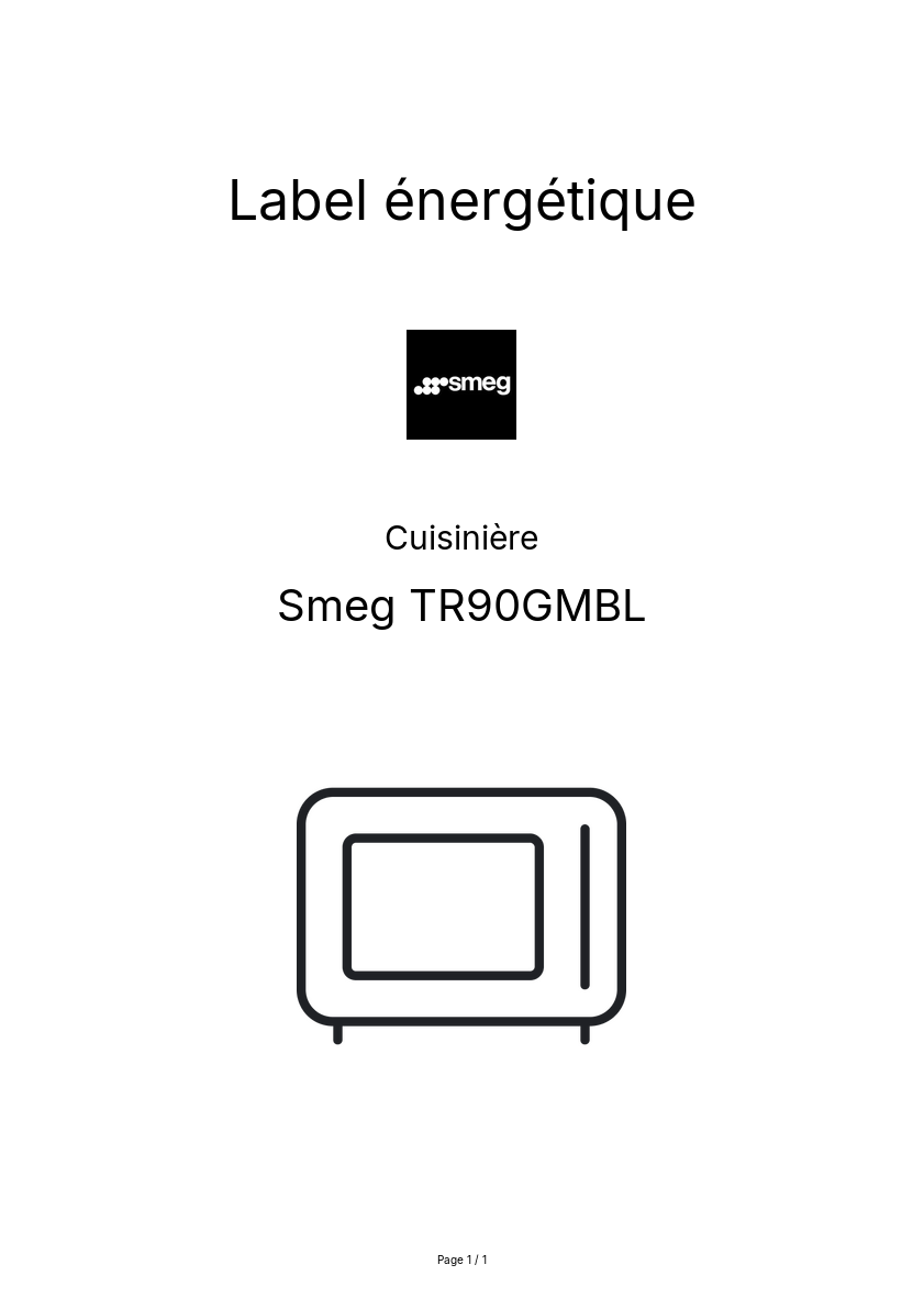 Page n°1 - Label énergétique Smeg TR90GMBL