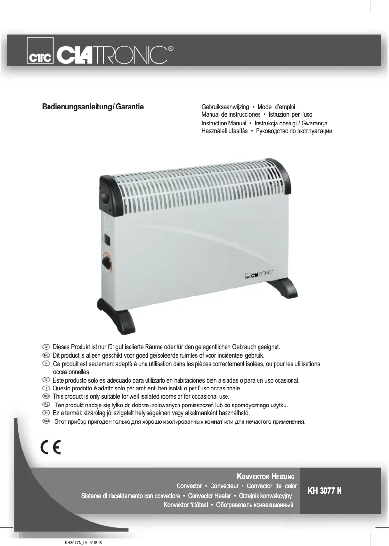 Page 1 de la notice Manuel utilisateur Clatronic KH 3077