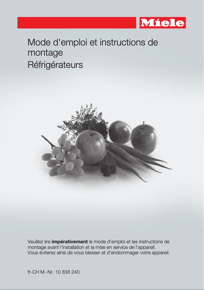 Page 1 de la notice Mode d'emploi Miele K 31242 UIF