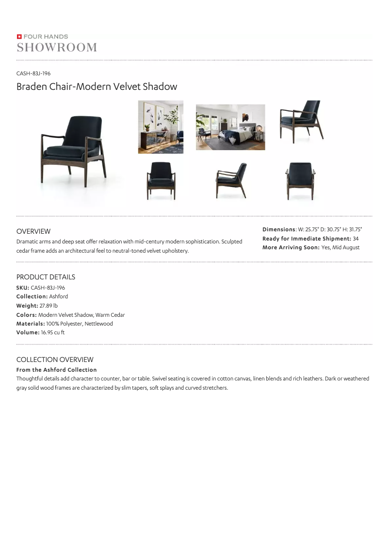 Page 1 de la notice Manuel utilisateur Four Hands CASH-83J-196