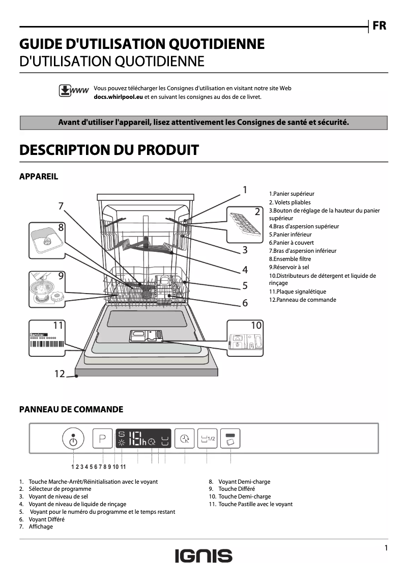 Page 1 de la notice Manuel utilisateur Ignis GIC 3C26