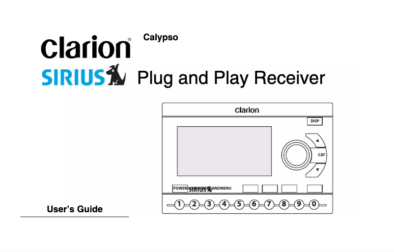 Page 1 de la notice Manuel utilisateur Clarion Calypso