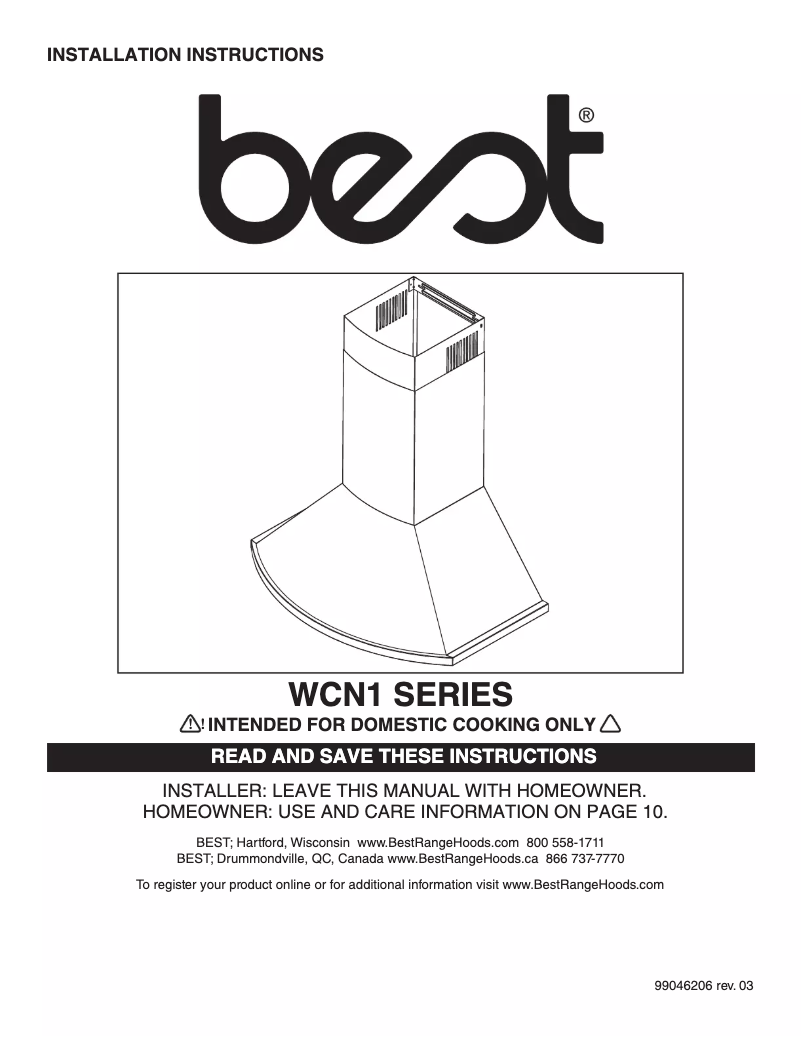 Page n°1 - Manuel utilisateur Best AFBWCN1