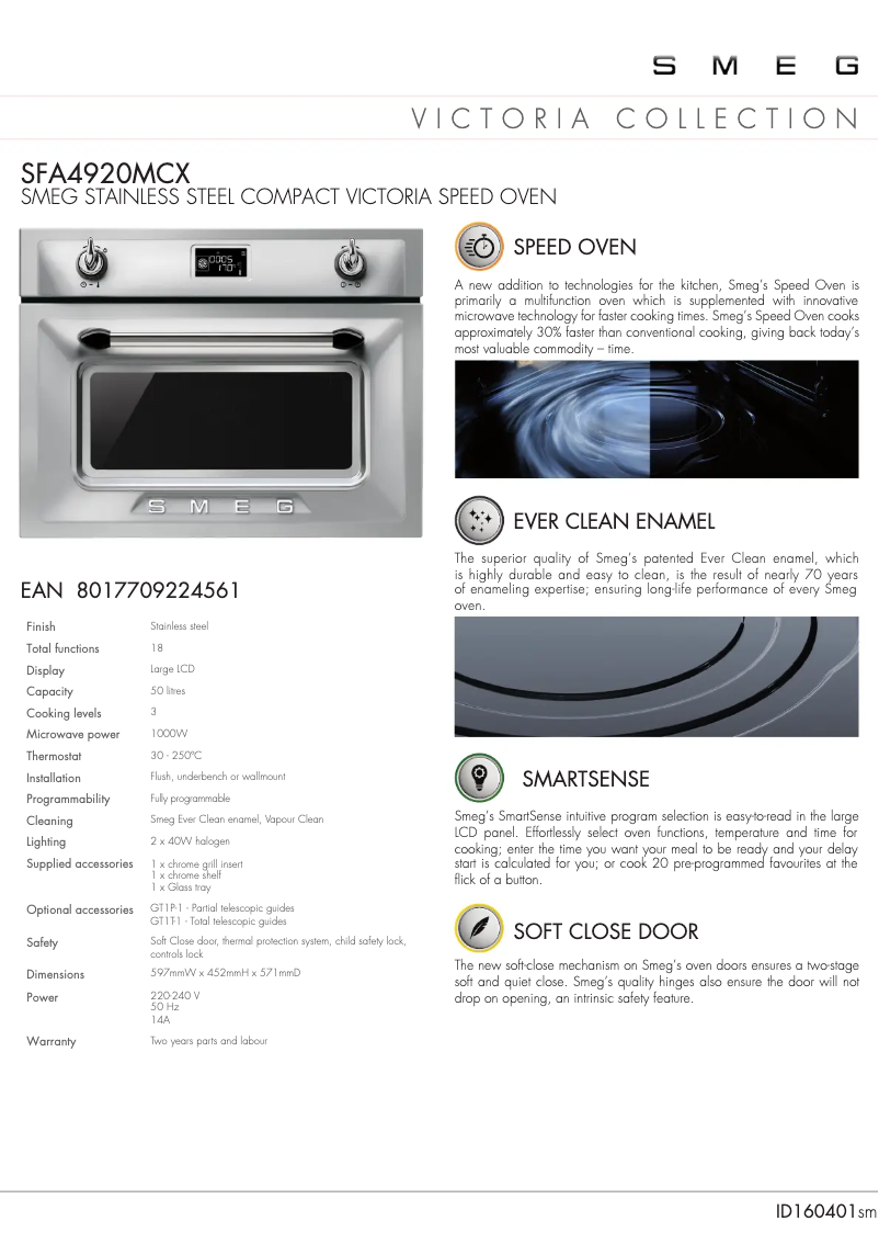 Page n°1 - Fiche technique Smeg SFA4920MCX