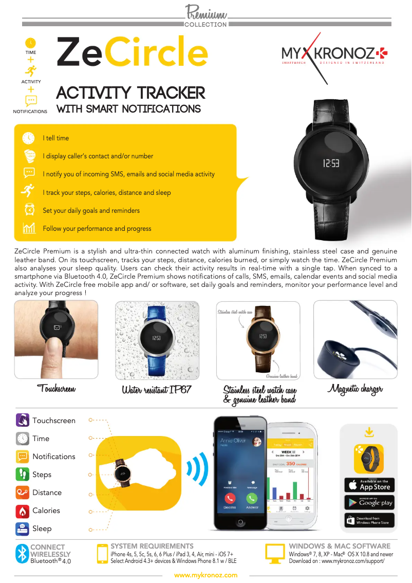 Página 1 del manual Ficha técnica MyKronoz ZeCircle Premium
