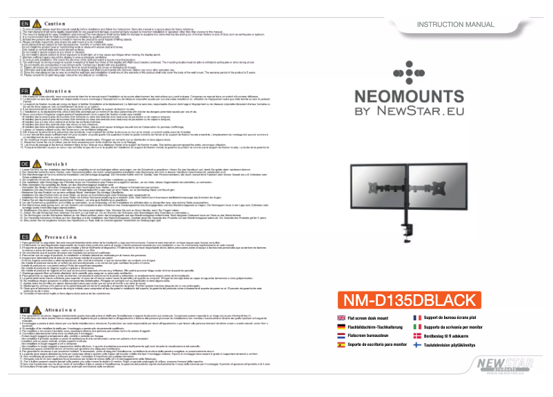 Page 1 de la notice Manuel utilisateur Newstar NM-D135DSILVER