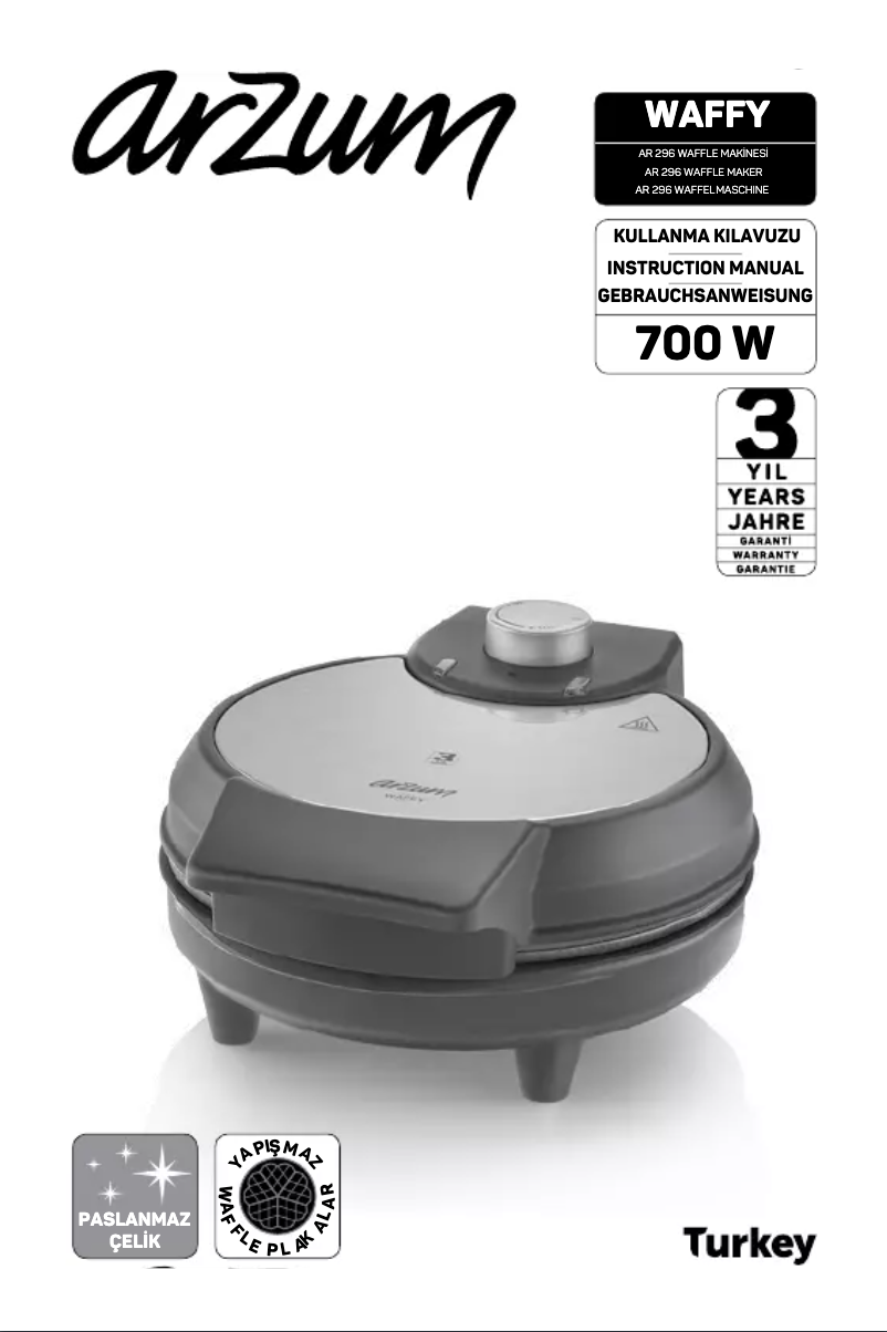 Page 1 de la notice Manuel utilisateur Arzum AR 296 Waffy