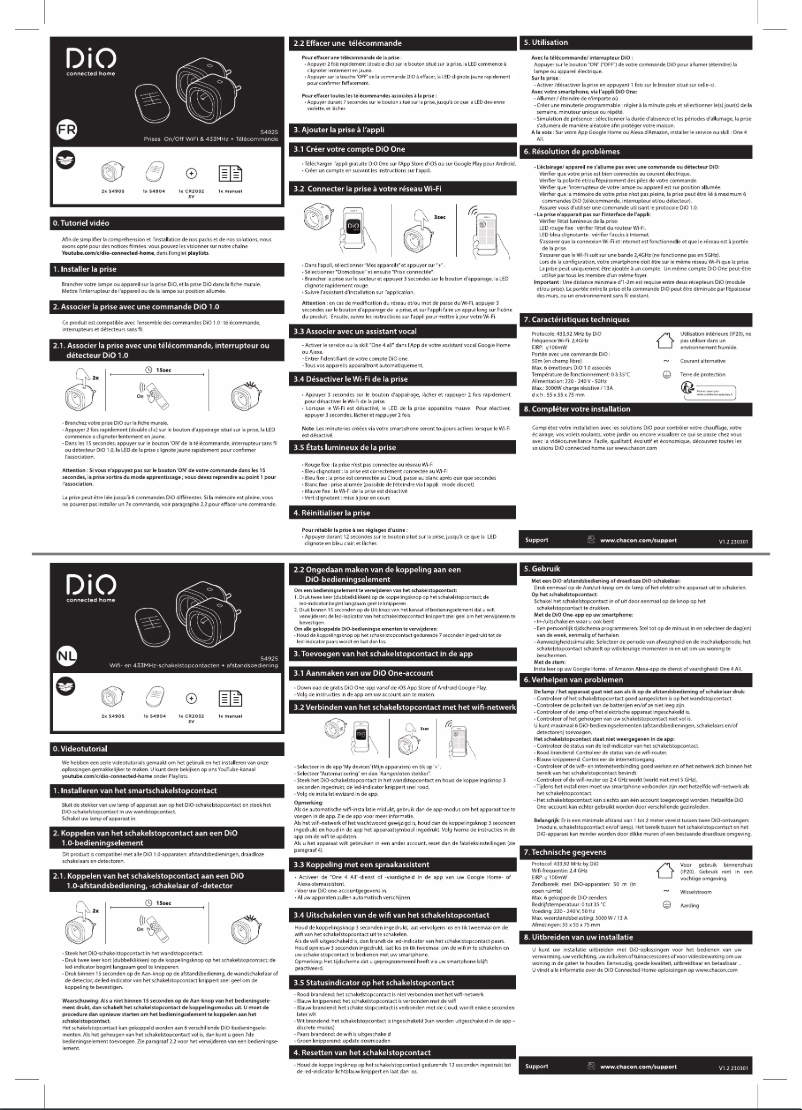Page 1 de la notice Manuel utilisateur DiO 54925