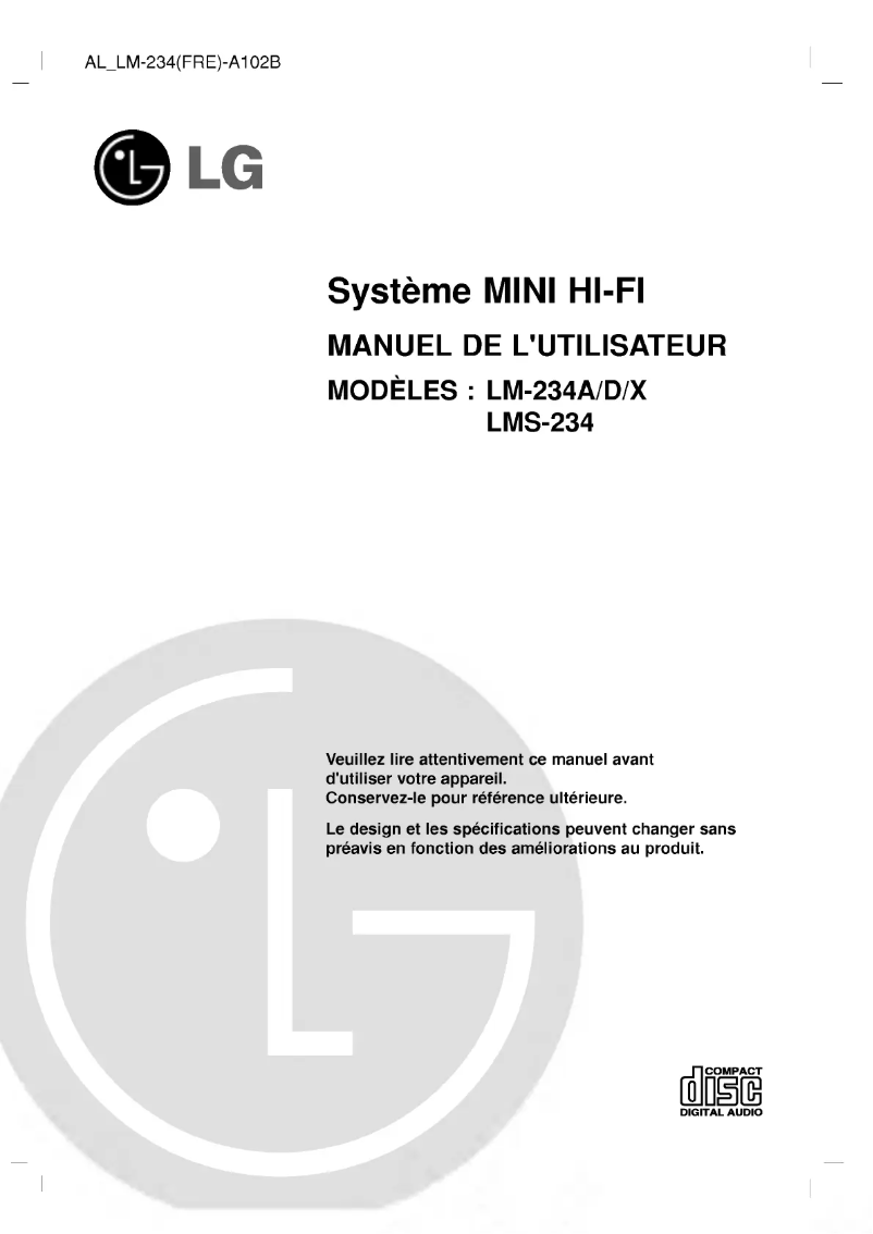 Page n°1 - Manuel utilisateur LG LM-234A