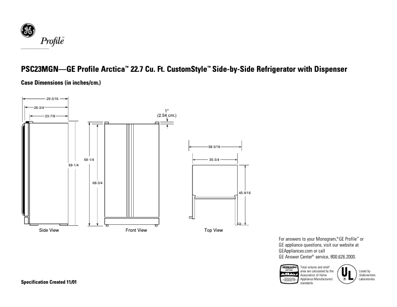 Image de la première page du manuel de l'appareil Profile Arctica CustomStyle PSC23MGNBB