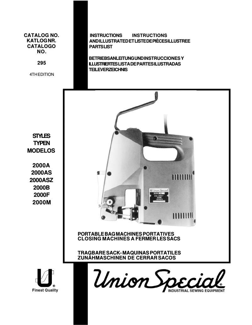 Page 1 de la notice Manuel utilisateur Union Special 2000F