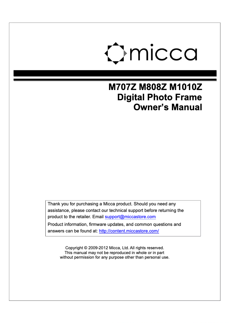 Page 1 de la notice Manuel utilisateur Micca M1010Z