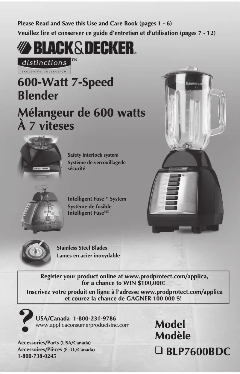 Page 1 de la notice Manuel utilisateur Black & Decker BLP7600BDC
