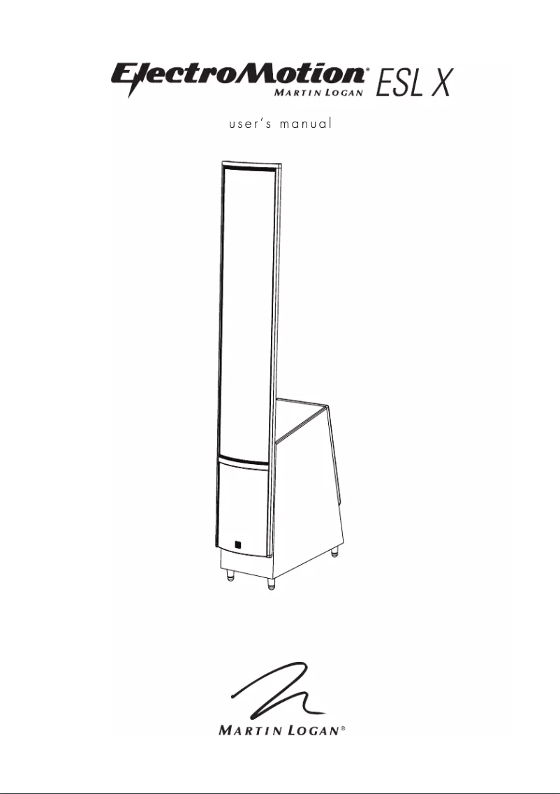 Page n°1 - Manuel utilisateur Martin Logan ElectroMotion ESL X
