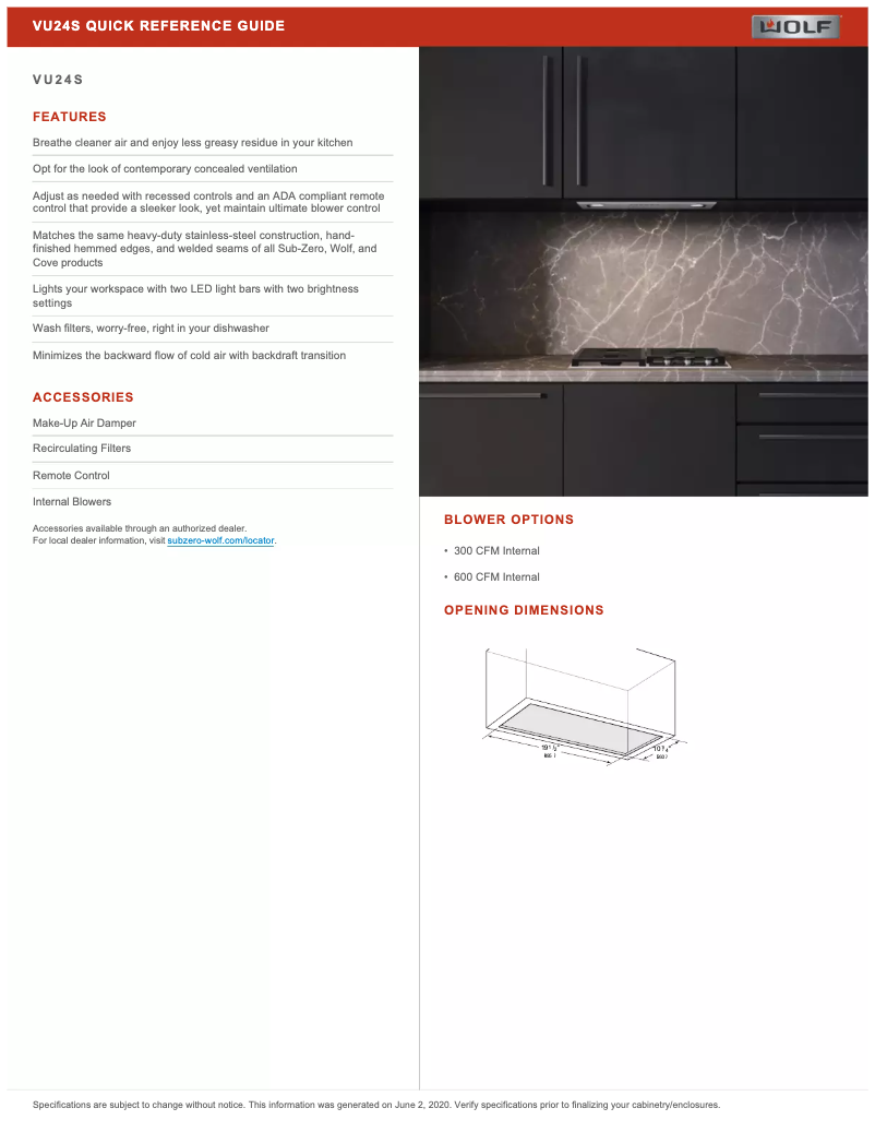 Page 1 de la notice Manuel utilisateur Wolf VU24S