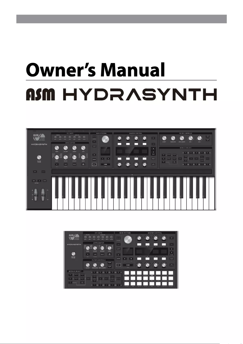 Page 1 de la notice Manuel utilisateur ASM Hydra­synth Desktop