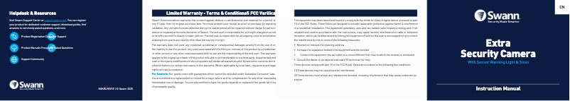 Page 1 de la notice Manuel utilisateur Swann Extra Security Camera