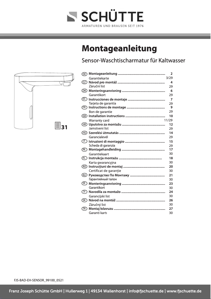 Page n°1 - Instructions / montage Schütte Vital