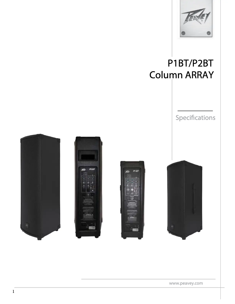 Page 1 de la notice Manuel utilisateur Peavey P1 BT