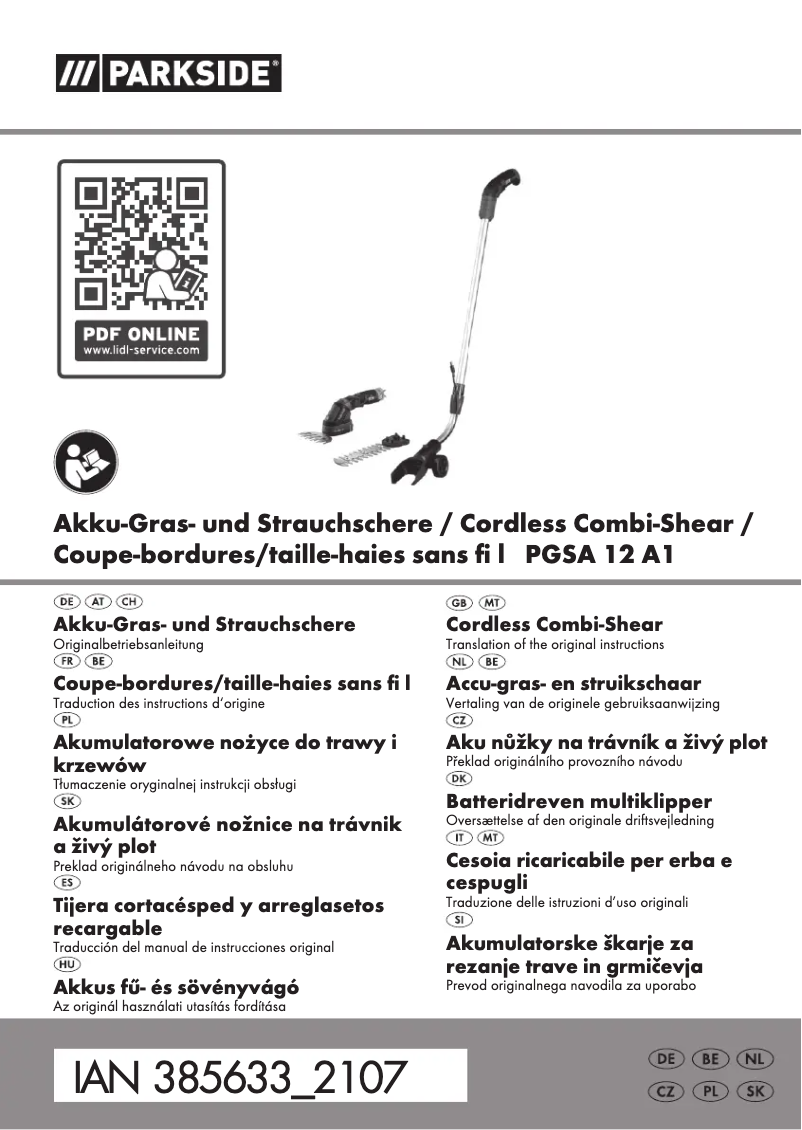 Image de la première page du manuel de l'appareil PGSA 12 A1