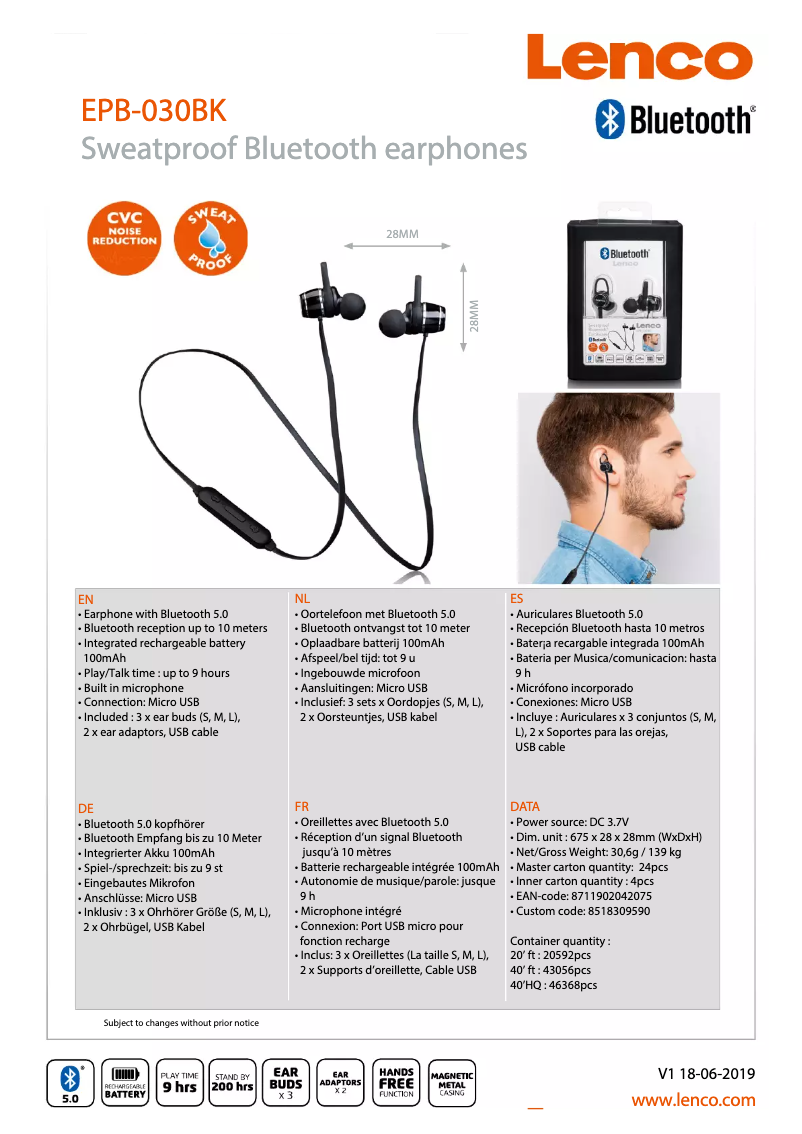 Page 1 de la notice Manuel utilisateur Lenco EPB-030