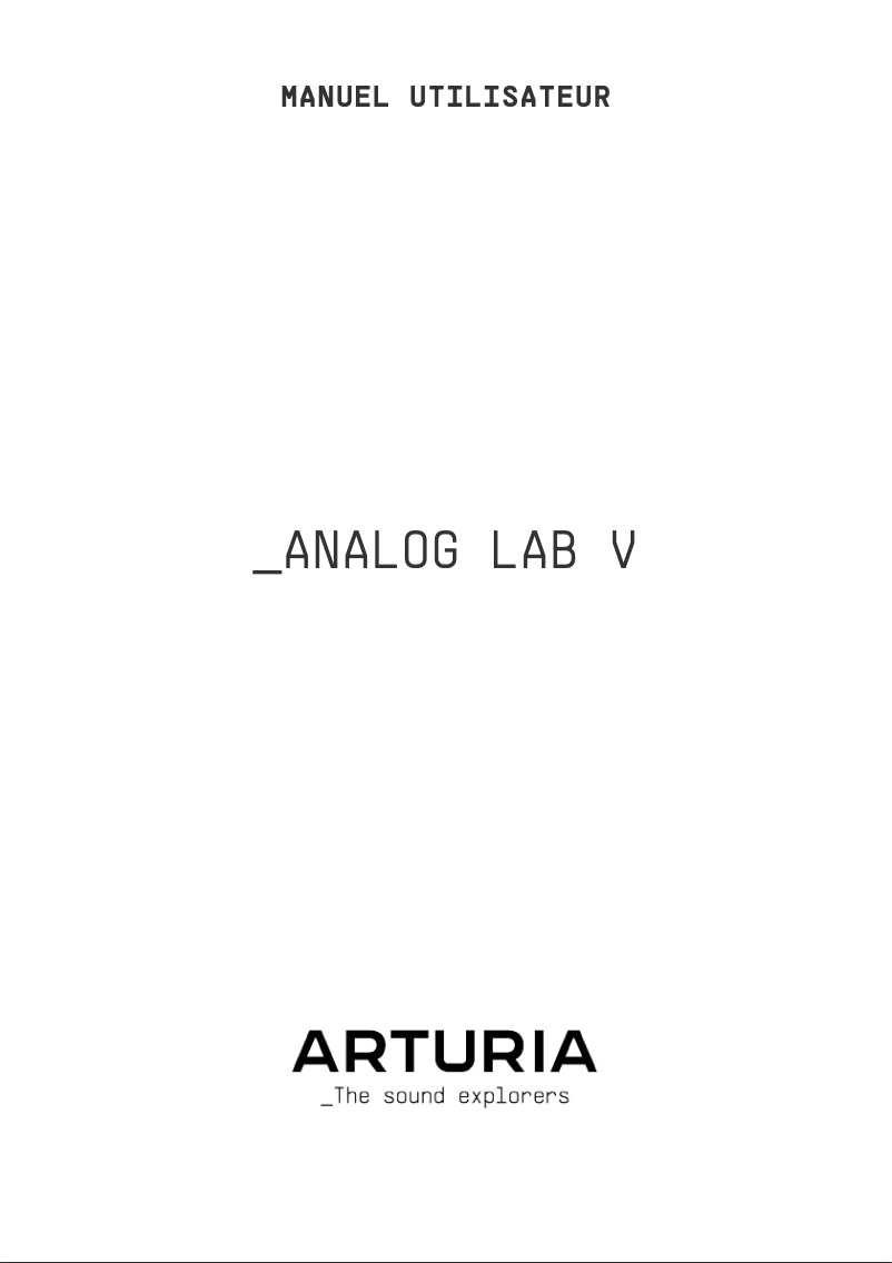 Page 1 de la notice Manuel utilisateur Arturia Analog Lab V