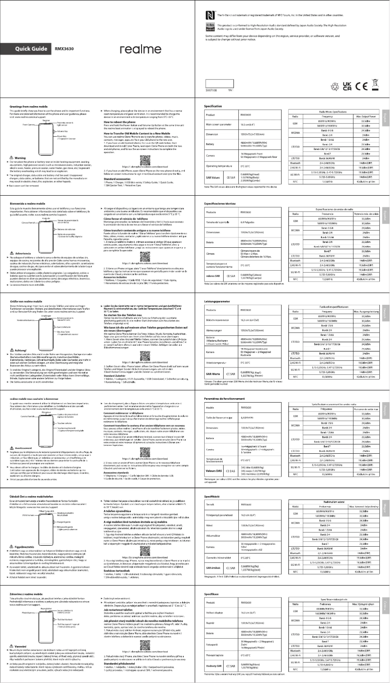 Page 1 de la notice Manuel utilisateur Realme 10
