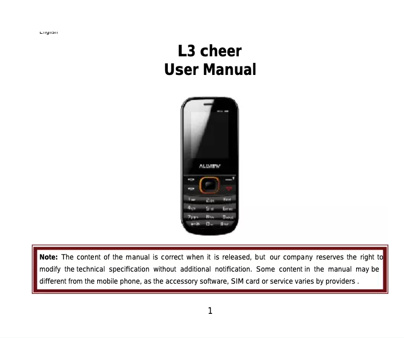 Image de la première page du manuel de l'appareil L3 Cheer