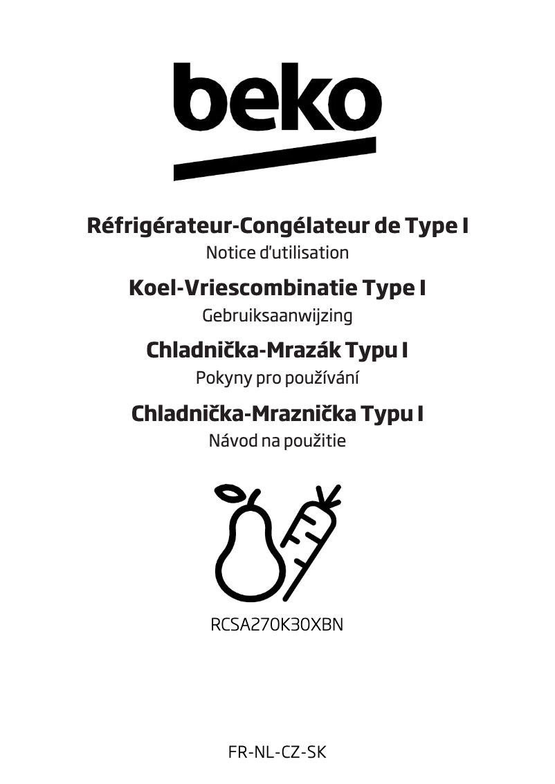 Page 1 de la notice Manuel utilisateur Beko RCSA270K30XBN
