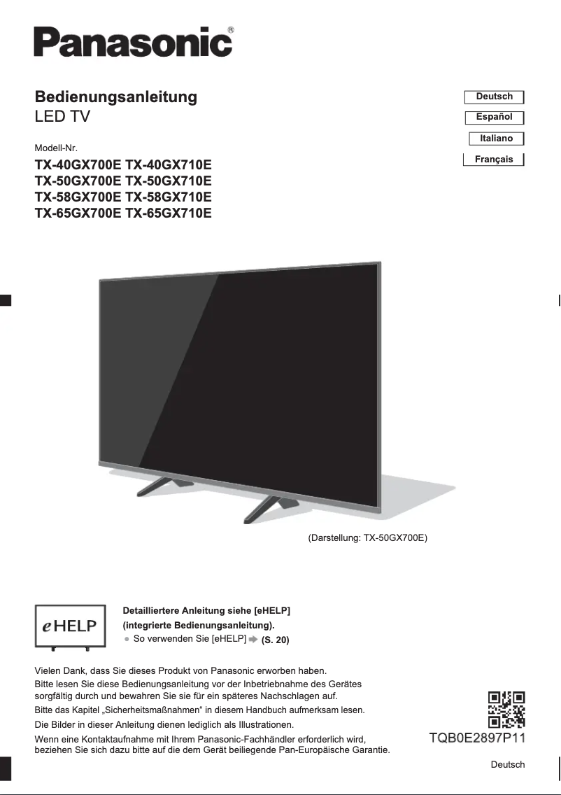 Imagen de la primera página del manual del dispositivo TX-40GX710E