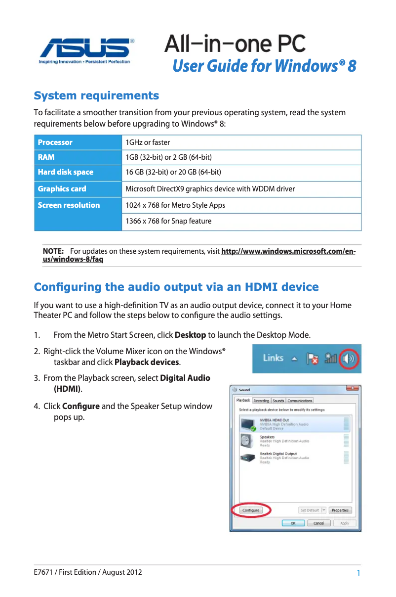 Page n°1 - Manuel utilisateur Asus EeeTop ET2300