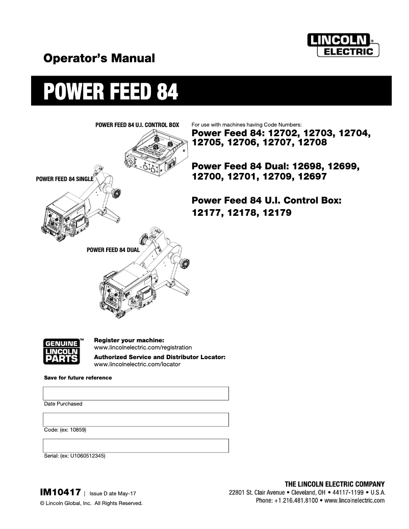 Imagen de la primera página del manual del dispositivo Power Feed 84 Dual