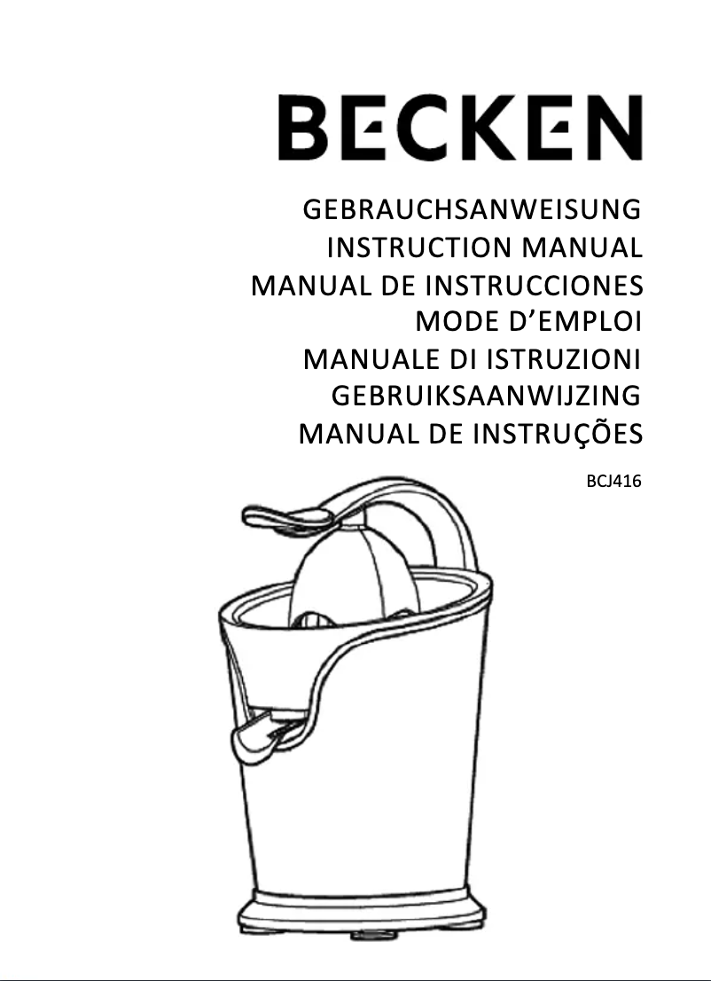 Page n°1 - Manuel utilisateur Becken BCJ-416