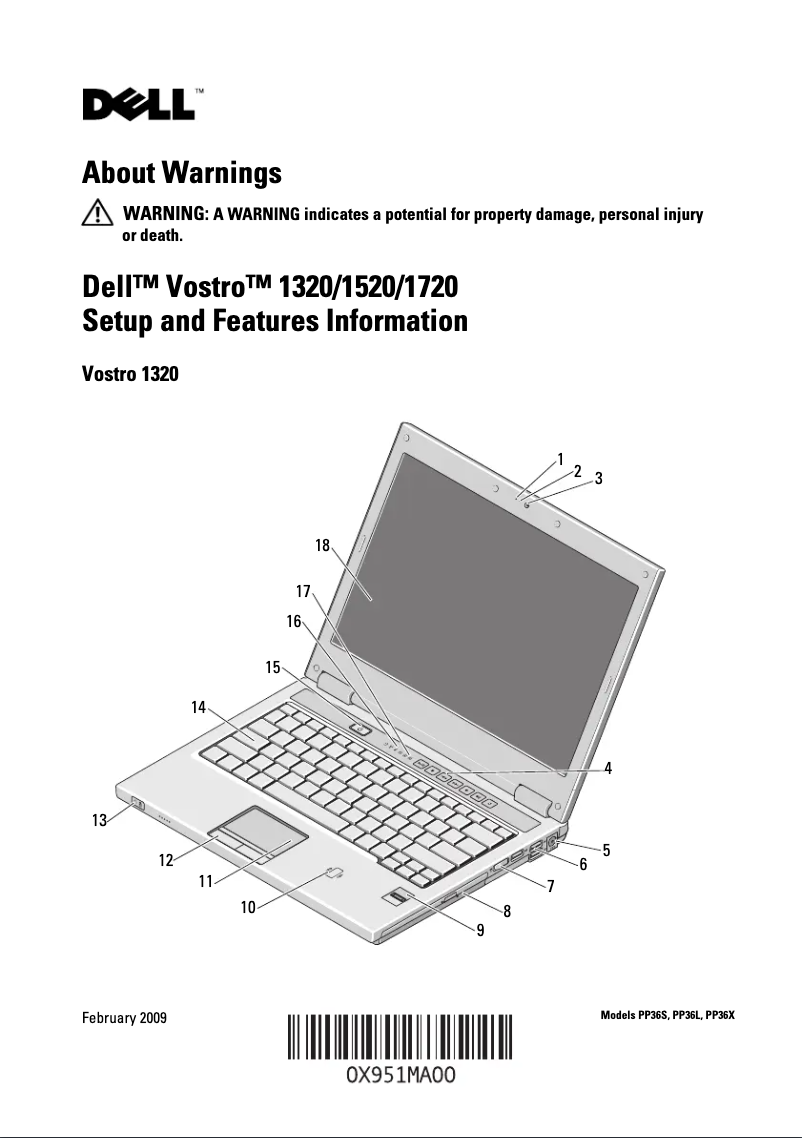 Page 1 de la notice Manuel utilisateur Dell Vostro 1720