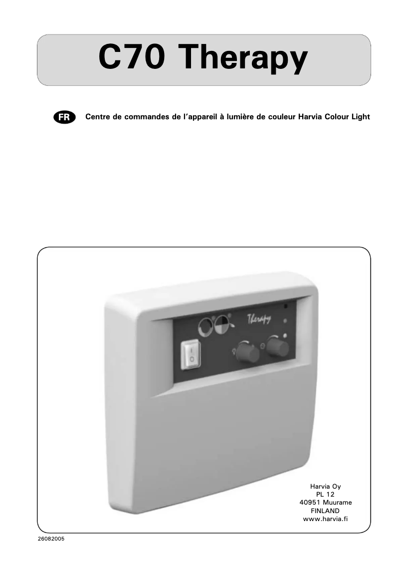 Page 1 de la notice Manuel utilisateur Harvia C70 Therapy CC70B