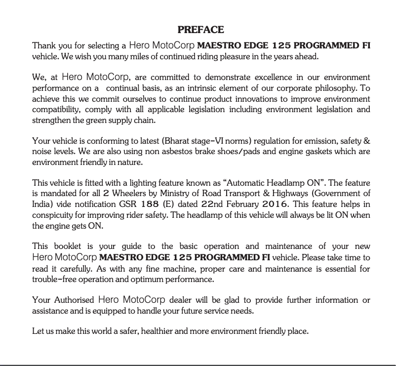 Image de la première page du manuel de l'appareil Maestro Edge 125 (2021)