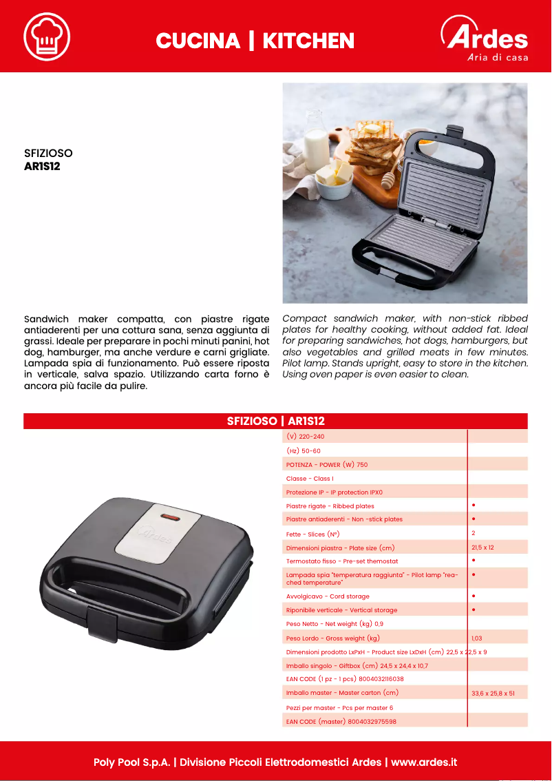 Página 1 del manual Ficha técnica Ardes AR1S12