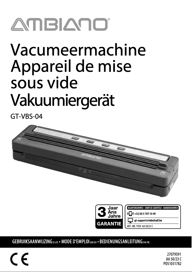 Image de la première page du manuel de l'appareil GT-VBS-04