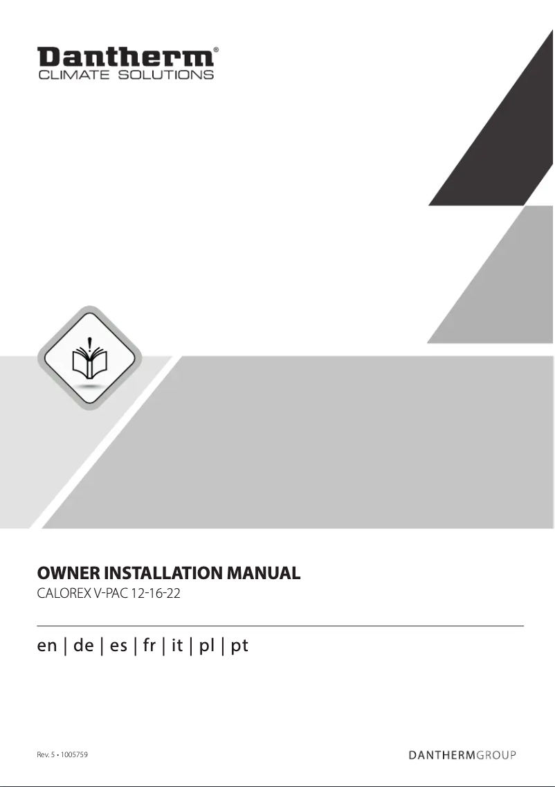 Page n°1 - Manuel utilisateur Calorex V-PAC