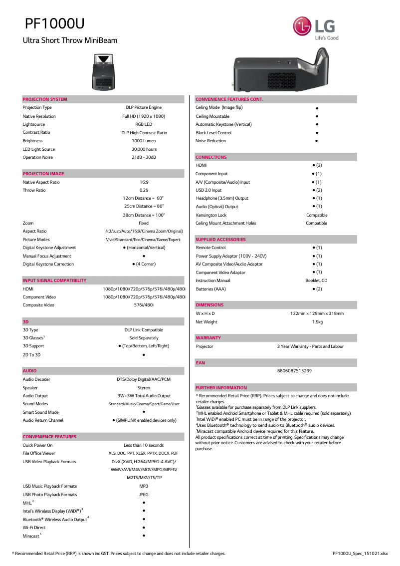 Imagen de la primera página del manual del dispositivo PF1000U
