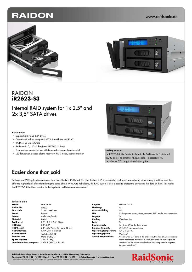 Página 1 del manual Ficha técnica Icy Box iR2623-S3