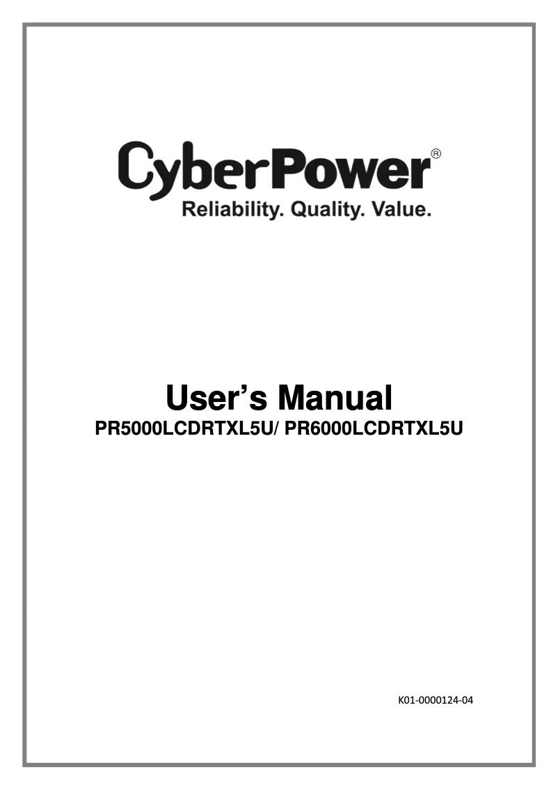 Página 1 del manual Manual de usuario CyberPower PR5000LCDRTXL5UTAA