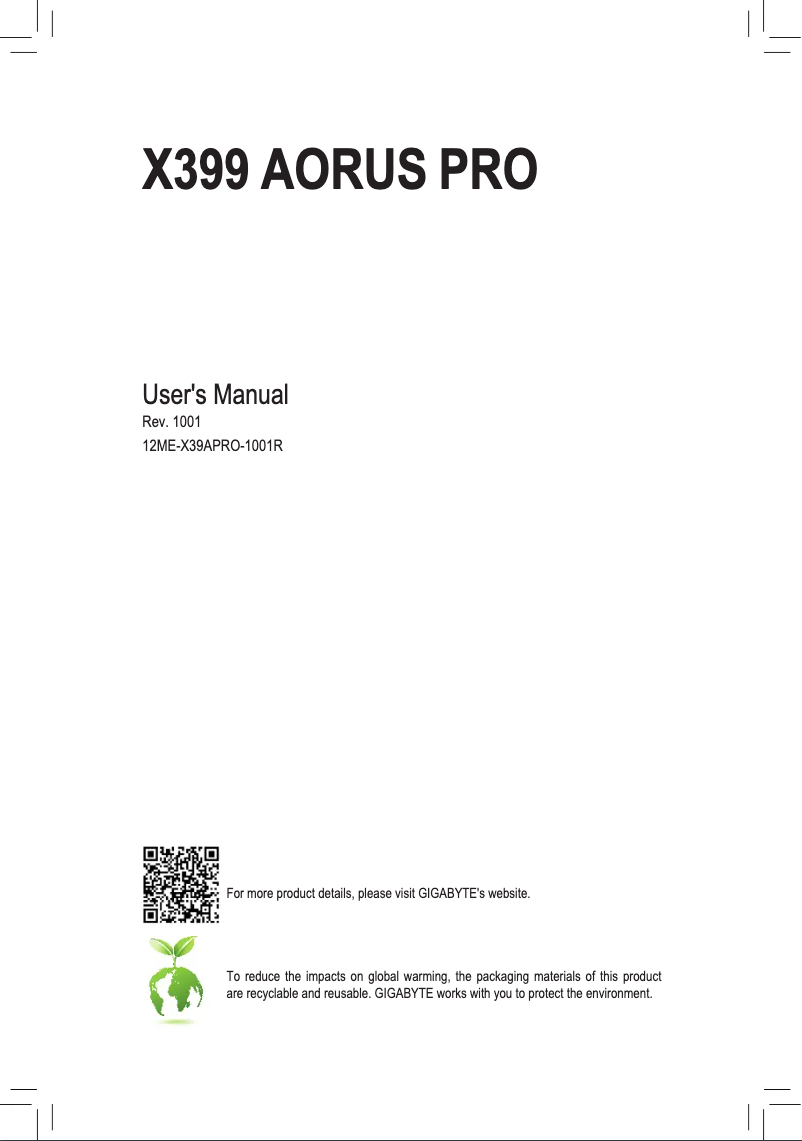 Página 1 del manual Manual de usuario Gigabyte X399 Aorus Pro