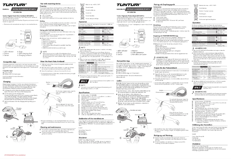 Page 1 de la notice Manuel utilisateur Tunturi Digital HR Armband