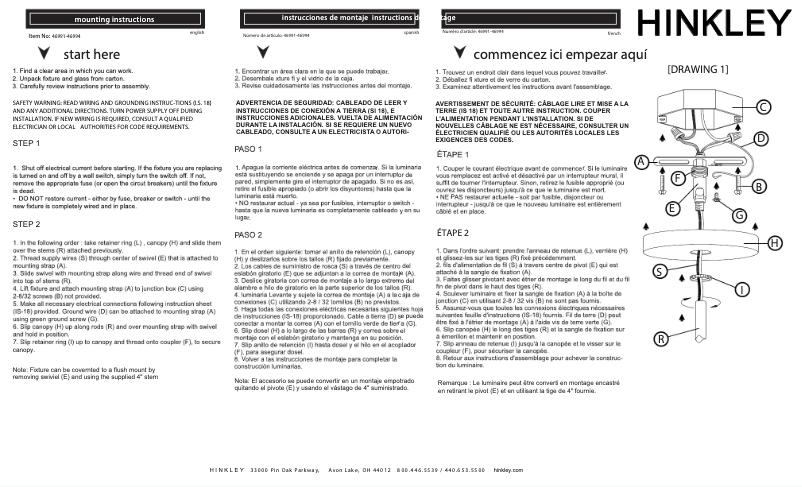 Page n°1 - Manuel utilisateur Hinkley Lighting Facet 46991BX