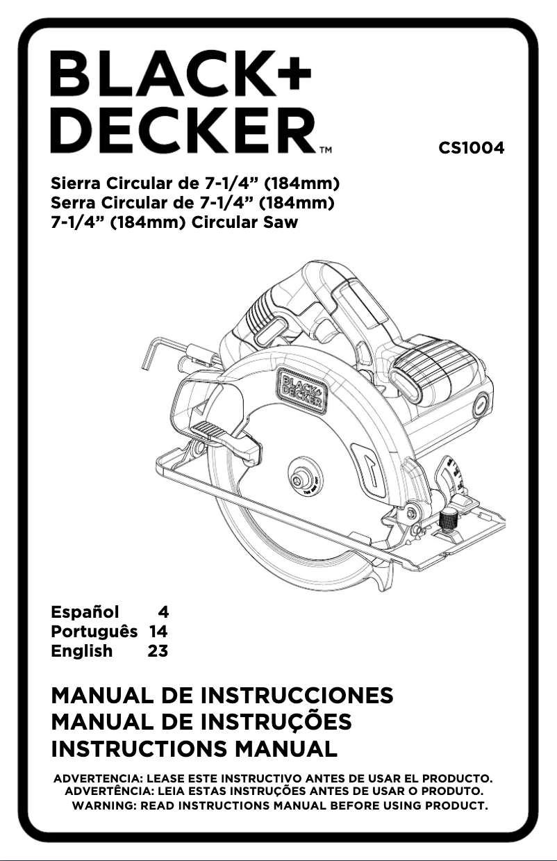 Page 1 de la notice Manuel utilisateur Black & Decker CS1004
